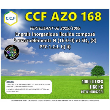 CCF AZO 168 - Engrais foliaire spécifique pour un apport d&#039;azote et de souffre