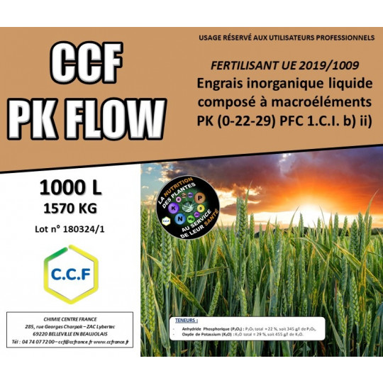 CCF PK FLOW - Engrais foliaire spécifique permettant d&#039;apporter du phosphore et du potassium