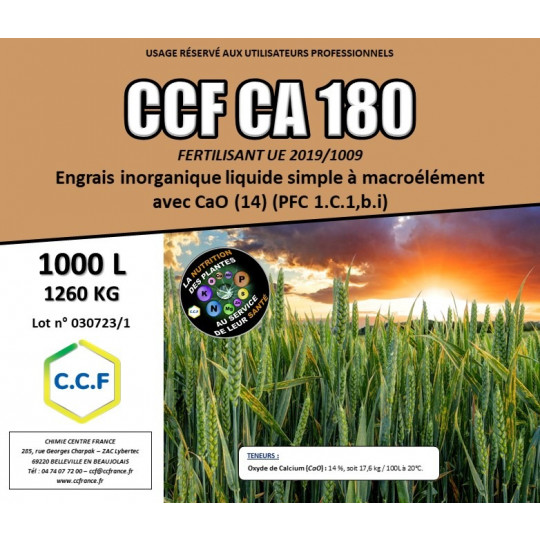 CCF CA 180 - Engrais liquide à base de calcium soluble et biodisponible