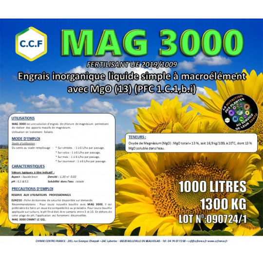 MAG 3000 - Engrais inorganique liquide simple à macroélément avec MgO (13)