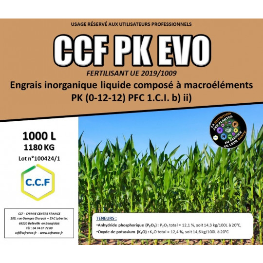 CCF PK EVO - Engrais foliaire spécifique permettant d&#039;apporter du phosphore et du potassium