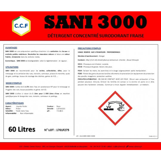 SANI 3000 - Détergent concentré surodorant fraise