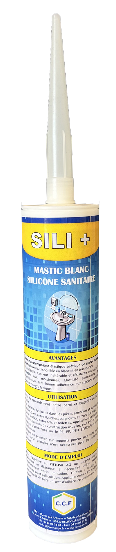 Mastic silicone fongicide sanitaire Fischer DSS translucide - 53397